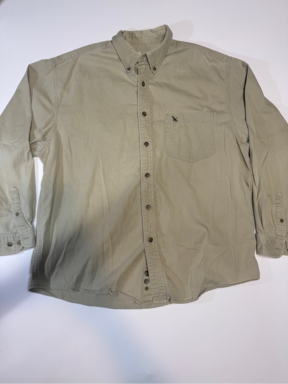 Eddie Bauer Olive Button-Down Shirt with Chest Pocket